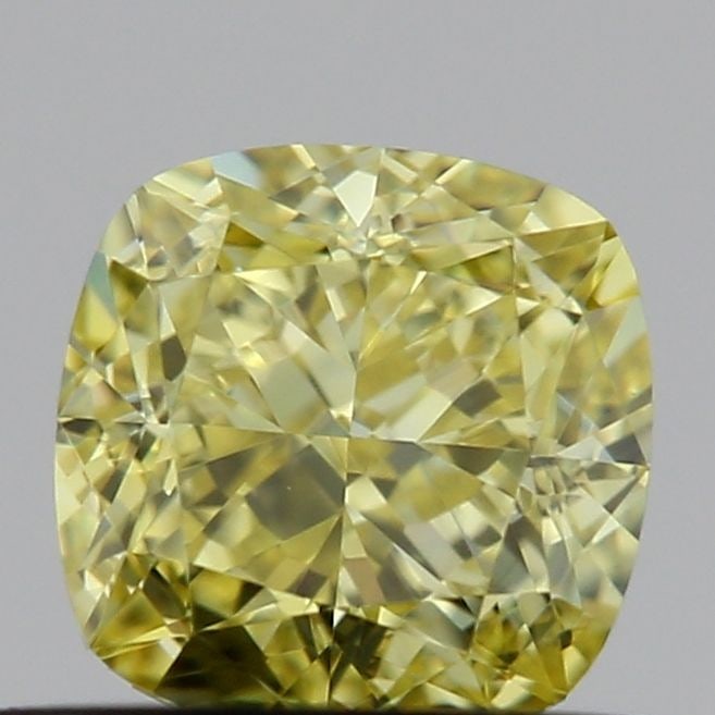 Loose Diamond - CUSHION MODIFIED 0.52ct Fancy Yellow VS1: Loose Diamond - CUSHION MODIFIED 0.52ct Fancy Yellow VS1 Source: This is a real non-mined Diamond that has been grown in a lab Shape: CUSHION MODIFIED Carats: 0.52 Color: Fancy Yellow Certification: I