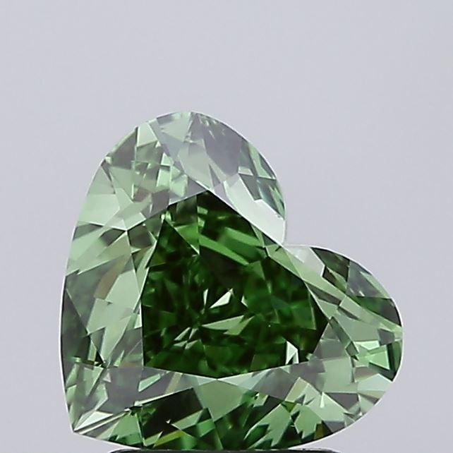 Loose Diamond - HEART 2.49ct Fancy Vivid Green VS1: Loose Diamond - HEART 2.49ct Fancy Vivid Green VS1 Source: This is a real non-mined Diamond that has been grown in a lab Shape: HEART Carats: 2.49 Color: Fancy Vivid Green Certification: IGI Video: