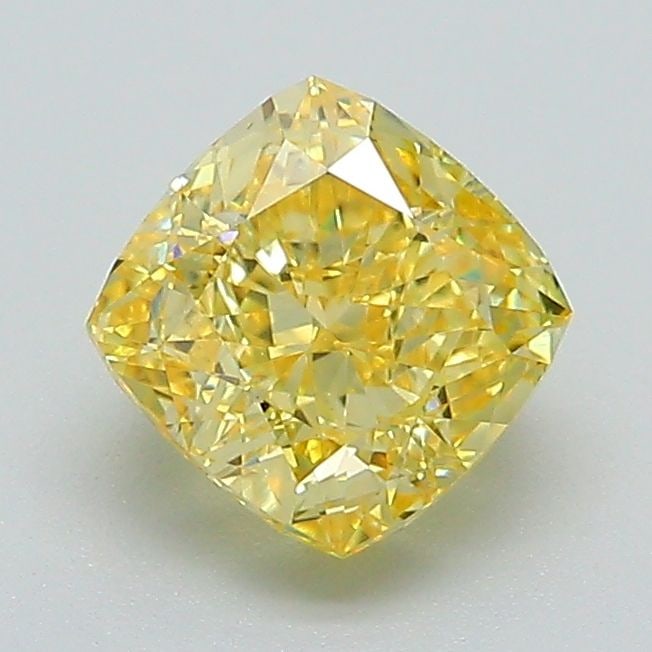 Loose Diamond - CUSHION MODIFIED 1.24ct Fancy Vivid Yellow VS1: Loose Diamond - CUSHION MODIFIED 1.24ct Fancy Vivid Yellow VS1 Source: This is a real non-mined Diamond that has been grown in a lab Shape: CUSHION MODIFIED Carats: 1.24 Color: Fancy Vivid Yellow Cert