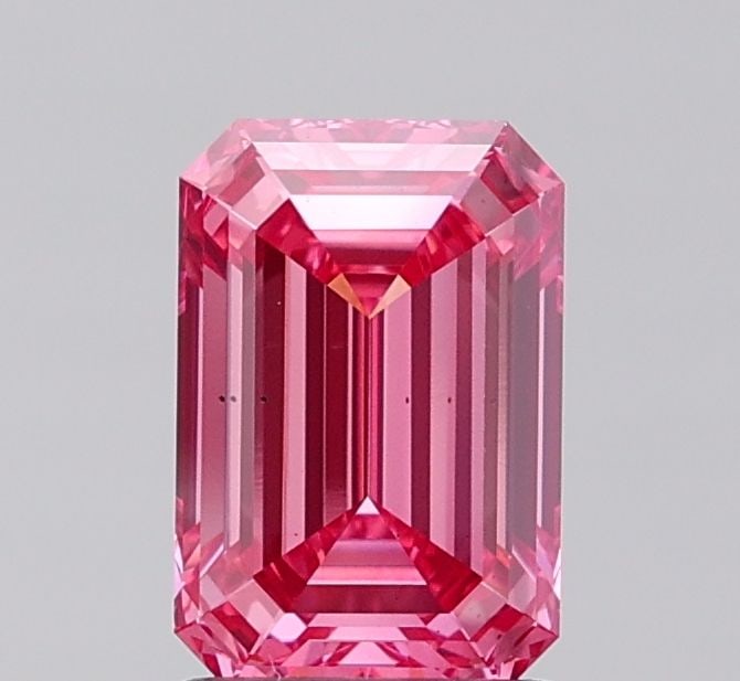 Loose Diamond - EMERALD 2.08ct Fancy Vivid Pink VS2: Loose Diamond - EMERALD 2.08ct Fancy Vivid Pink VS2 Source: This is a real non-mined Diamond that has been grown in a lab Shape: EMERALD Carats: 2.08 Color: Fancy Vivid Pink Certification: IGI The Dia