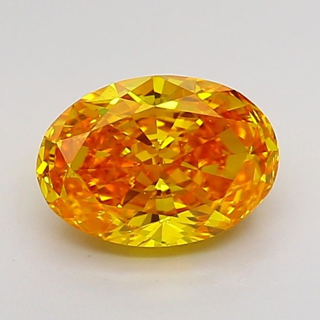 Loose Diamond - OVAL 1.51ct Fancy Vivid Orangey Yellow VS1: Loose Diamond - OVAL 1.51ct Fancy Vivid Orangey Yellow VS1 Source: This is a real non-mined Diamond that has been grown in a lab Shape: OVAL Carats: 1.51 Color: Fancy Vivid Orangey Yellow Certificatio