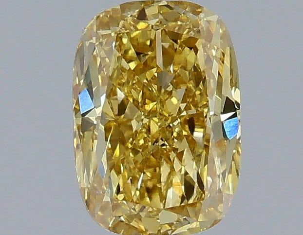 Loose Diamond - CUSHION MODIFIED 1.04ct Fancy Intense Yellow VS1: Loose Diamond - CUSHION MODIFIED 1.04ct Fancy Intense Yellow VS1 Source: This is a real non-mined Diamond that has been grown in a lab Shape: CUSHION MODIFIED Carats: 1.04 Color: Fancy Intense Yellow 