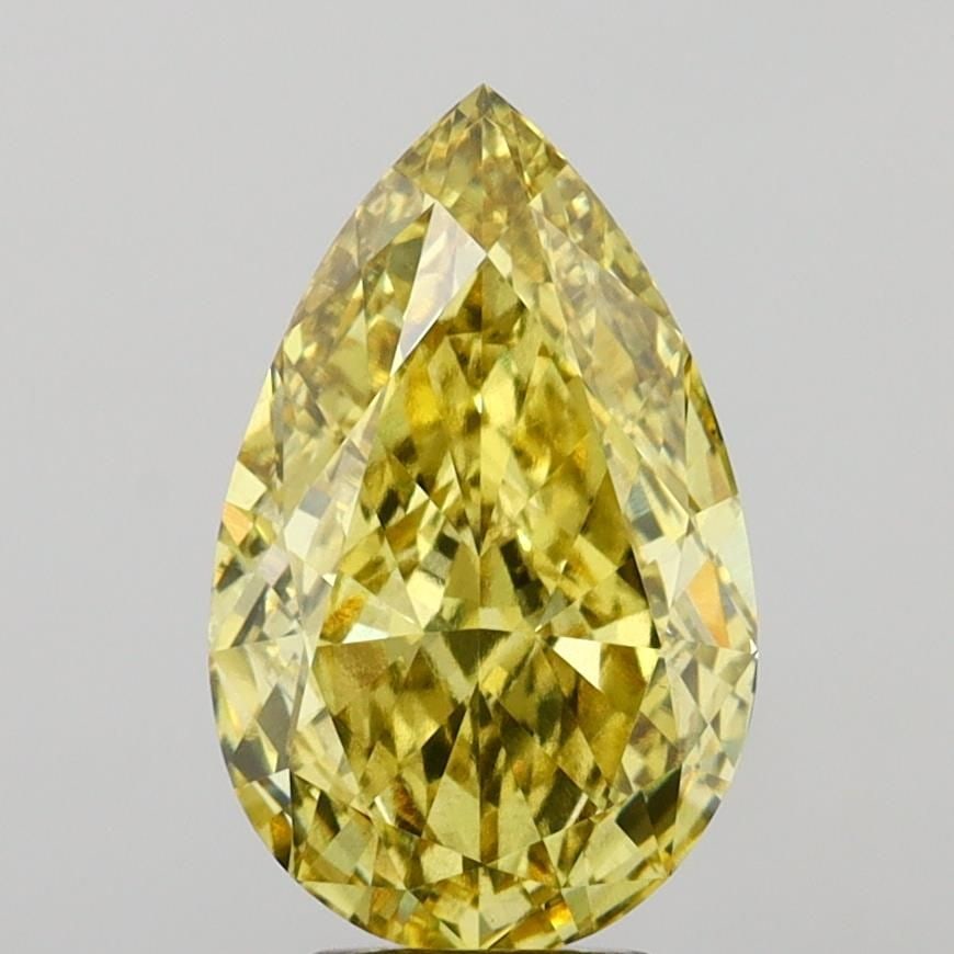 Loose Diamond - PEAR 5.05ct Fancy Intense Yellow VS1: Loose Diamond - PEAR 5.05ct Fancy Intense Yellow VS1 Source: This is a real non-mined Diamond that has been grown in a lab Shape: PEAR Carats: 5.05 Color: Fancy Intense Yellow Certification: IGI The D