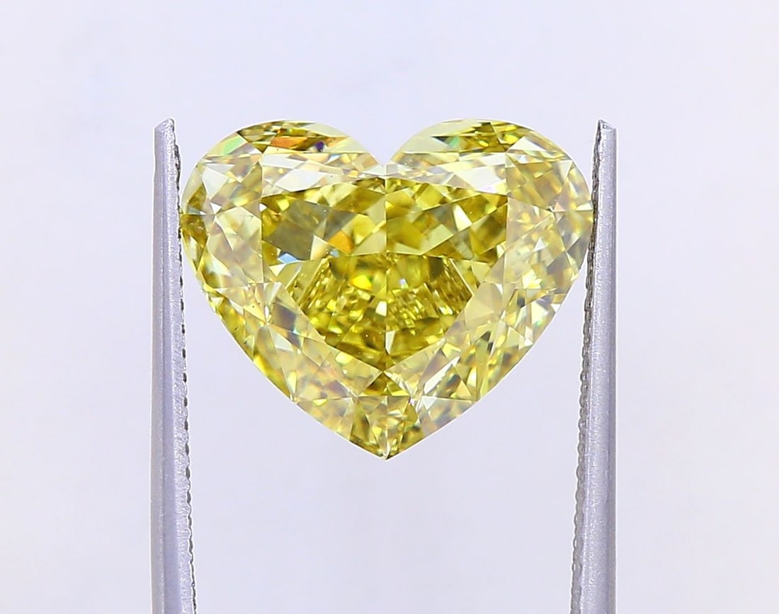 Loose Diamond - HEART 8.1ct Fancy Intense Yellow VS2: Loose Diamond - HEART 8.1ct Fancy Intense Yellow VS2 Source: This is a real non-mined Diamond that has been grown in a lab Shape: HEART Carats: 8.1 Color: Fancy Intense Yellow Certification: IGI Video