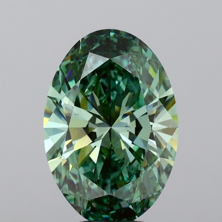 Loose Diamond - OVAL 5.5ct Fancy Vivid Green VS1: Loose Diamond - OVAL 5.5ct Fancy Vivid Green VS1 Source: This is a real non-mined Diamond that has been grown in a lab Shape: OVAL Carats: 5.5 Color: Fancy Vivid Green Certification: IGI Video: