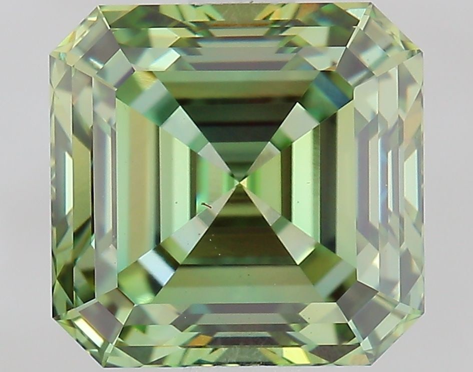 Loose Diamond - ASSCHER 2.02ct Fancy Vivid Green VS1: Loose Diamond - ASSCHER 2.02ct Fancy Vivid Green VS1 Source: This is a real non-mined Diamond that has been grown in a lab Shape: ASSCHER Carats: 2.02 Color: Fancy Vivid Green Certification: IGI Video