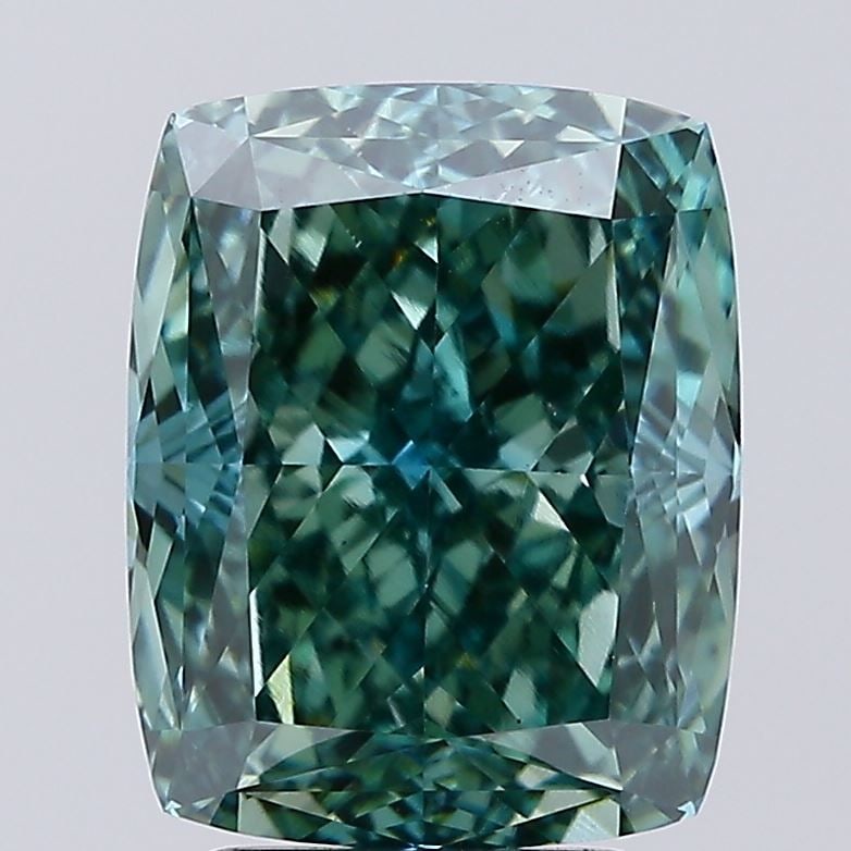 Loose Diamond - CUSHION 4.08ct Fancy Vivid Green VS1: Loose Diamond - CUSHION 4.08ct Fancy Vivid Green VS1 Source: This is a real non-mined Diamond that has been grown in a lab Shape: CUSHION Carats: 4.08 Color: Fancy Vivid Green Certification: IGI Video