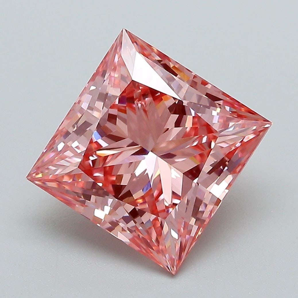 Loose Diamond - PRINCESS 4.09ct Fancy Vivid Pink VS1: Loose Diamond - PRINCESS 4.09ct Fancy Vivid Pink VS1 Source: This is a real non-mined Diamond that has been grown in a lab Shape: PRINCESS Carats: 4.09 Color: Fancy Vivid Pink Certification: IGI Video