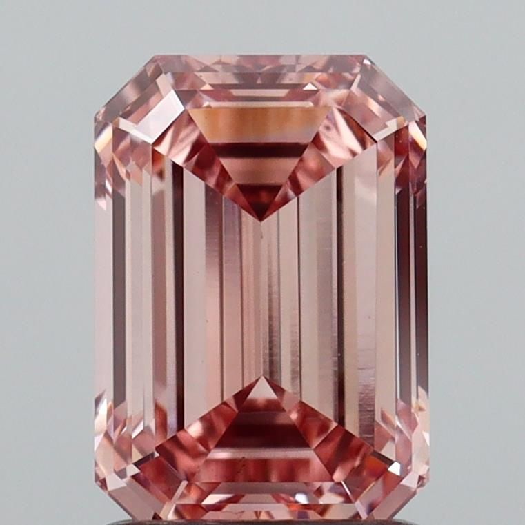 Loose Diamond - EMERALD 1.59ct Fancy Intense Brownish Pink VS1: Loose Diamond - EMERALD 1.59ct Fancy Intense Brownish Pink VS1 Source: This is a real non-mined Diamond that has been grown in a lab Shape: EMERALD Carats: 1.59 Color: Fancy Intense Brownish Pink Cert