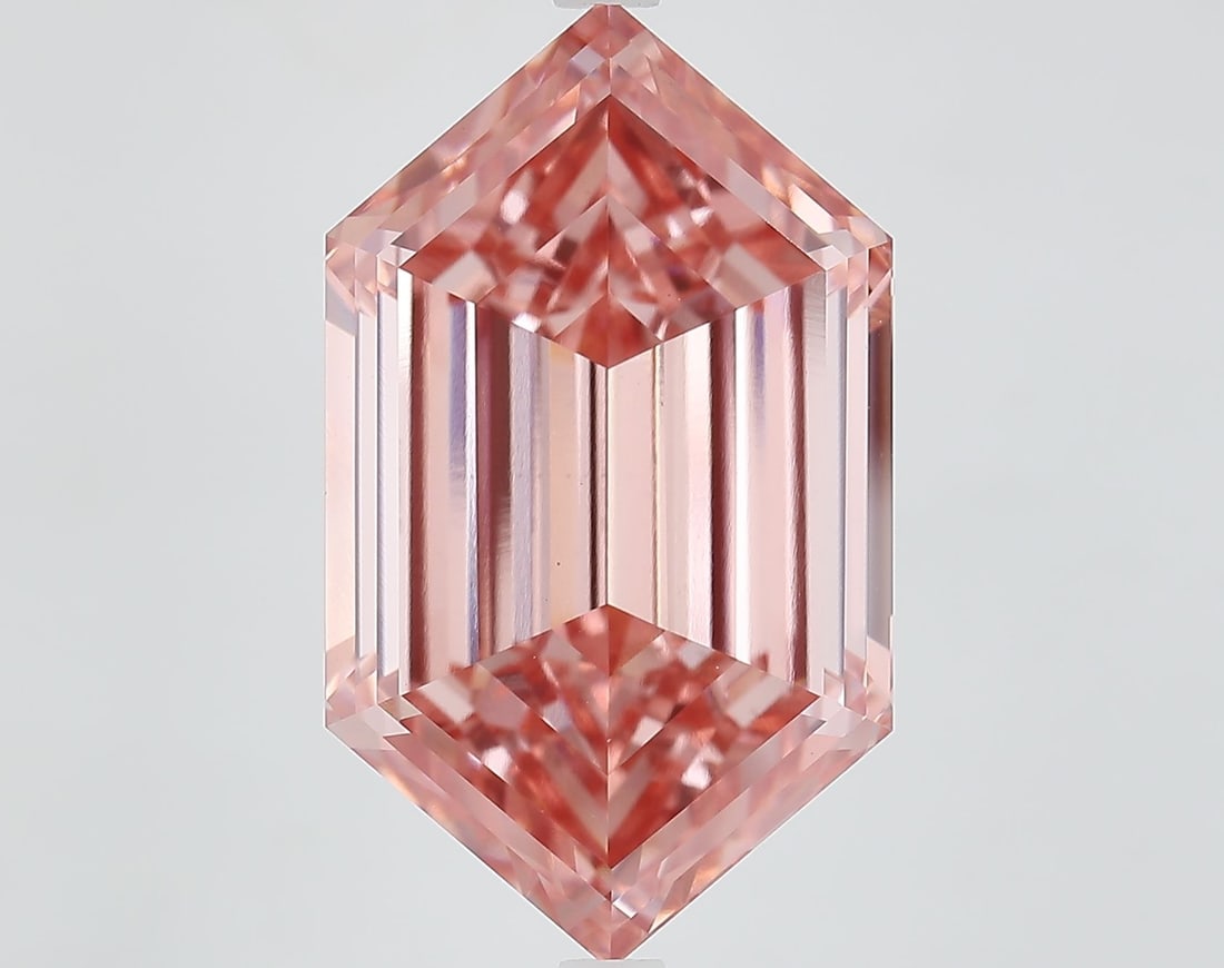 Loose Diamond - HEXAGONAL 11.22ct Fancy Vivid Pink VS1: Loose Diamond - HEXAGONAL 11.22ct Fancy Vivid Pink VS1 Source: This is a real non-mined Diamond that has been grown in a lab Shape: HEXAGONAL Carats: 11.22 Color: Fancy Vivid Pink Certification: IGI V