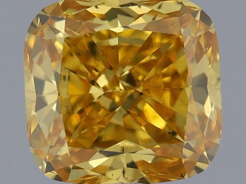 Loose Diamond - CUSHION BRILLIANT 0.66ct Fancy Vivid Yellow VS2: Loose Diamond - CUSHION BRILLIANT 0.66ct Fancy Vivid Yellow VS2 Source: This is a real non-mined Diamond that has been grown in a lab Shape: CUSHION BRILLIANT Carats: 0.66 Color: Fancy Vivid Yellow Ce