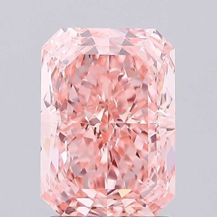 Loose Diamond - RADIANT 2.1ct Fancy Vivid Pink VS1: Loose Diamond - RADIANT 2.1ct Fancy Vivid Pink VS1 Source: This is a real non-mined Diamond that has been grown in a lab Shape: RADIANT Carats: 2.1 Color: Fancy Vivid Pink Certification: IGI Video: