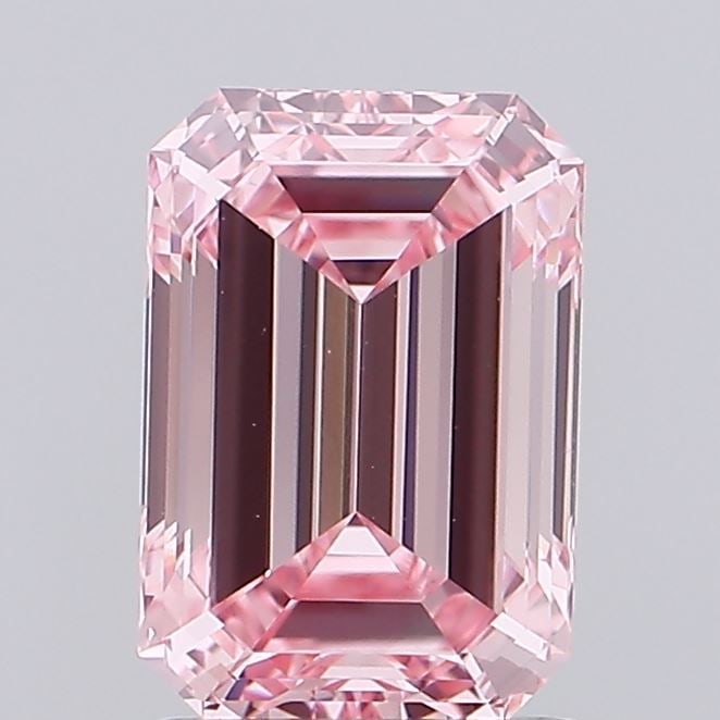 Loose Diamond - EMERALD 1.77ct Fancy Vivid Pink VS1: Loose Diamond - EMERALD 1.77ct Fancy Vivid Pink VS1 Source: This is a real non-mined Diamond that has been grown in a lab Shape: EMERALD Carats: 1.77 Color: Fancy Vivid Pink Certification: IGI Video:
