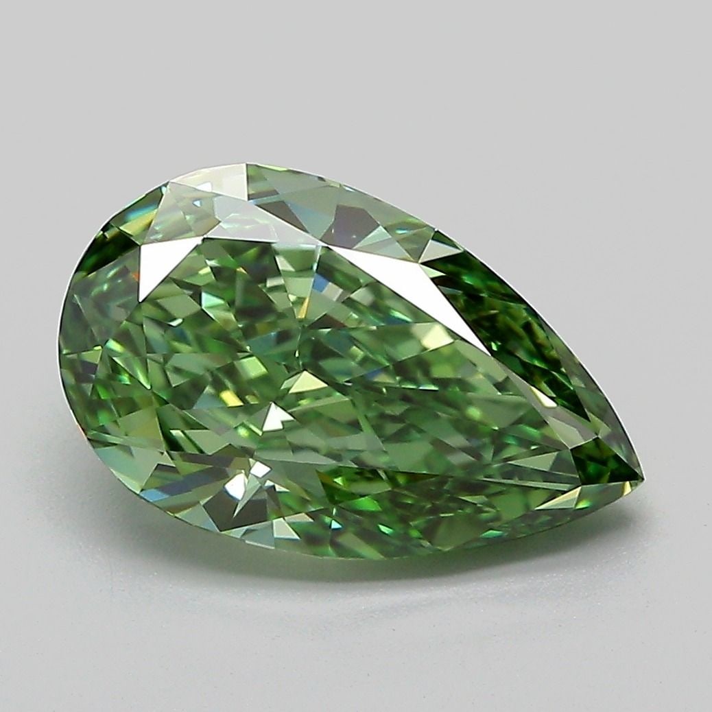 Loose Diamond - PEAR 3.04ct Fancy Vivid Green VS1: Loose Diamond - PEAR 3.04ct Fancy Vivid Green VS1 Source: This is a real non-mined Diamond that has been grown in a lab Shape: PEAR Carats: 3.04 Color: Fancy Vivid Green Certification: IGI Video: