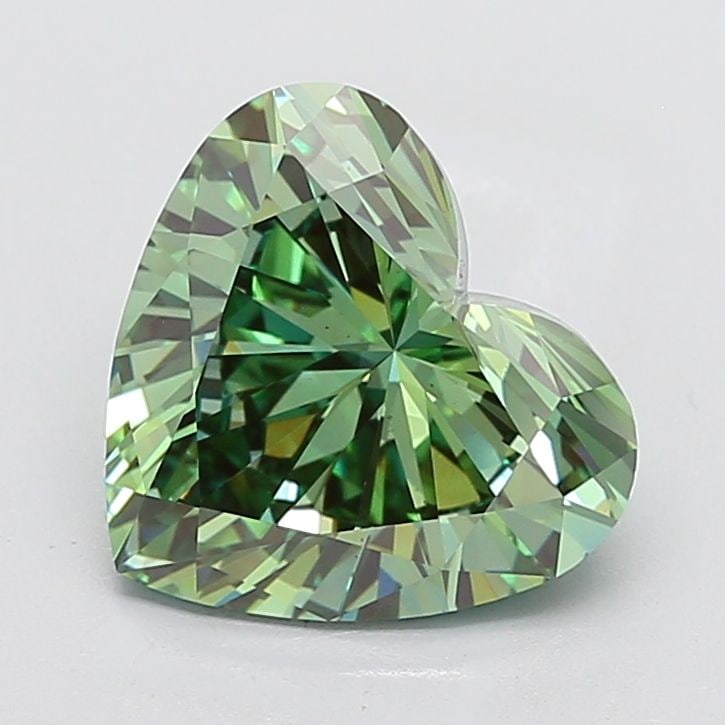 Loose Diamond - HEART 5.03ct Fancy Vivid Green VS1: Loose Diamond - HEART 5.03ct Fancy Vivid Green VS1 Source: This is a real non-mined Diamond that has been grown in a lab Shape: HEART Carats: 5.03 Color: Fancy Vivid Green Certification: IGI Video: