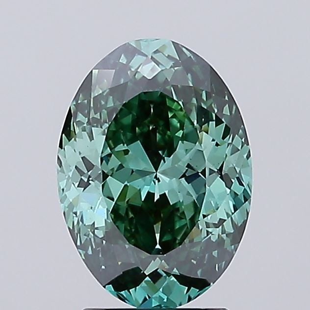 Loose Diamond - OVAL 2.53ct Fancy Vivid Green VS1: Loose Diamond - OVAL 2.53ct Fancy Vivid Green VS1 Source: This is a real non-mined Diamond that has been grown in a lab Shape: OVAL Carats: 2.53 Color: Fancy Vivid Green Certification: IGI Video: