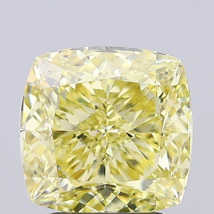 Loose Diamond - CUSHION MODIFIED 2.73ct Fancy Yellow VVS2: Loose Diamond - CUSHION MODIFIED 2.73ct Fancy Yellow VVS2 Source: This is a real non-mined Diamond that has been grown in a lab Shape: CUSHION MODIFIED Carats: 2.73 Color: Fancy Yellow Certification: 