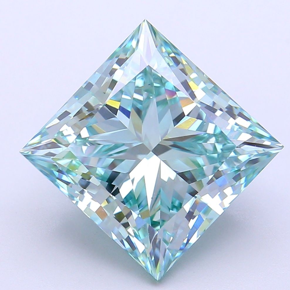 Loose Diamond - PRINCESS 8.36ct Fancy Intense Blueish Green VS1: Loose Diamond - PRINCESS 8.36ct Fancy Intense Blueish Green VS1 Source: This is a real non-mined Diamond that has been grown in a lab Shape: PRINCESS Carats: 8.36 Color: Fancy Intense Blueish Green Ce