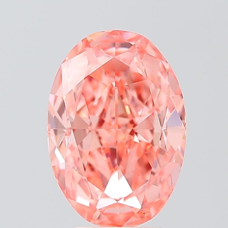 Loose Diamond - OVAL 3.81ct Fancy Vivid Orangey Pink VVS2: Loose Diamond - OVAL 3.81ct Fancy Vivid Orangey Pink VVS2 Source: This is a real non-mined Diamond that has been grown in a lab Shape: OVAL Carats: 3.81 Color: Fancy Vivid Orangey Pink Certification: 