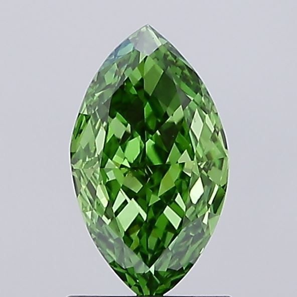 Loose Diamond - MARQUISE 1.13ct Fancy Vivid Green VVS2: Loose Diamond - MARQUISE 1.13ct Fancy Vivid Green VVS2 Source: This is a real non-mined Diamond that has been grown in a lab Shape: MARQUISE Carats: 1.13 Color: Fancy Vivid Green Certification: IGI Vi