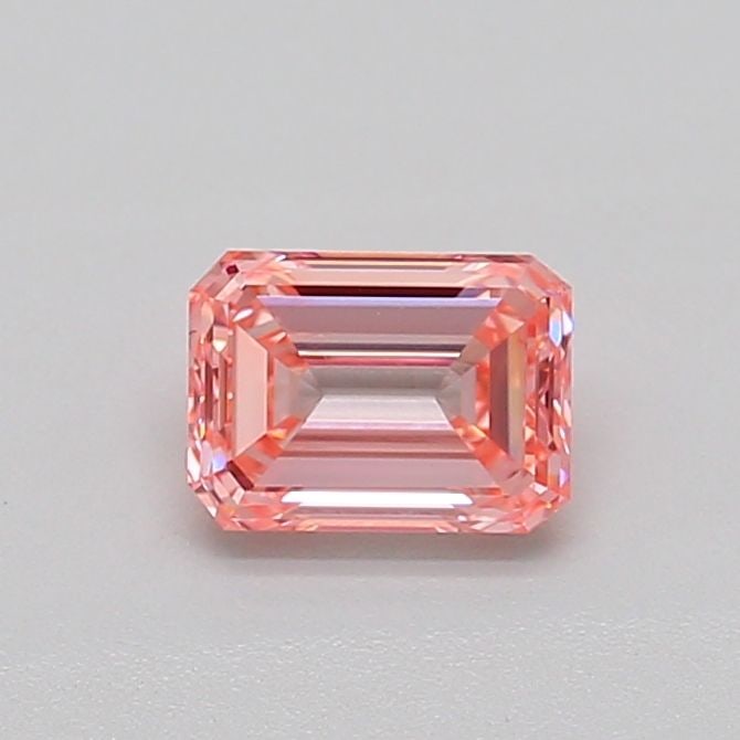 Loose Diamond - EMERALD 0.62ct Fancy Intense Pink VS2: Loose Diamond - EMERALD 0.62ct Fancy Intense Pink VS2 Source: This is a real non-mined Diamond that has been grown in a lab Shape: EMERALD Carats: 0.62 Color: Fancy Intense Pink Certification: IGI Vid