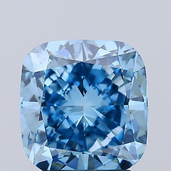 Loose Diamond - CUSHION BRILLIANT 2.09ct Fancy Vivid Blue VS1: Loose Diamond - CUSHION BRILLIANT 2.09ct Fancy Vivid Blue VS1 Source: This is a real non-mined Diamond that has been grown in a lab Shape: CUSHION BRILLIANT Carats: 2.09 Color: Fancy Vivid Blue Certif