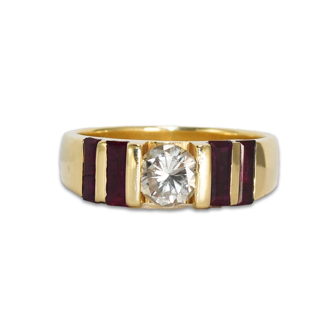 14K Yellow Gold Ruby Diamond Ring Size 9.75 (1 of 6)