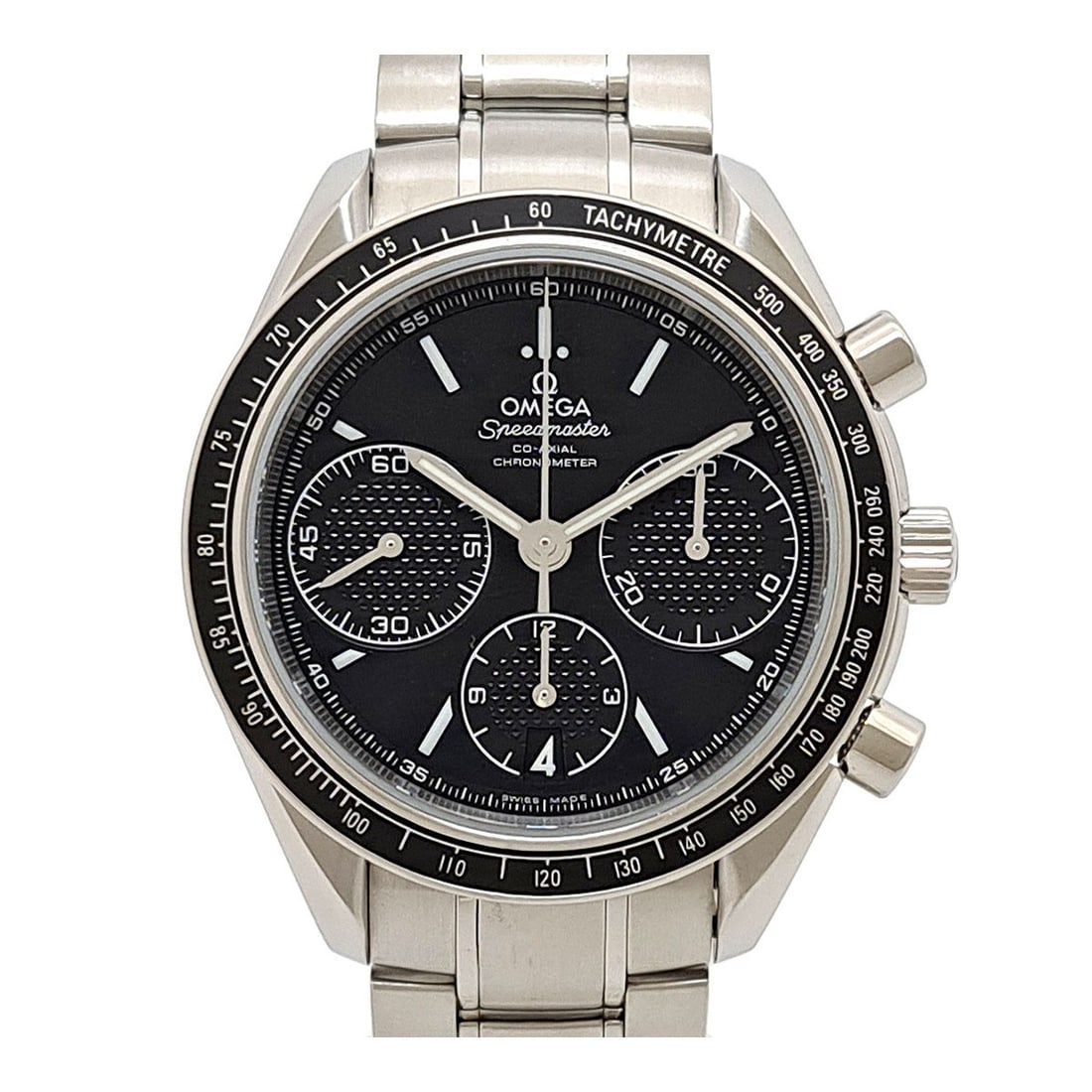 OMEGA Speedmaster Racing Mens Stainless Steel Automatic Wristwatch 40mm: OMEGA Speedmaster Racing Mens Stainless Steel Automatic Wristwatch 40mm Pre-owned OMEGA Speedmaster Racing men's wristwatch, model 326.30.40.50.01.001, with a black dial and automatic movement. It fea