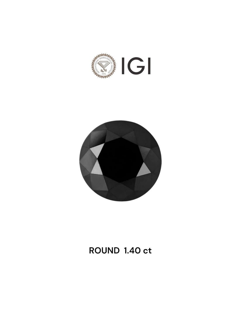 Loose Diamond - ROUND 1.4ct Black: Loose Diamond - ROUND 1.4ct Black Source: Natural Shape: ROUND Carats: 1.4 Color: Black Certification: IGI Video: