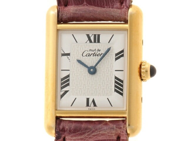 Cartier Must Tank SM W1009654 Ladies Wristwatch Silver 925 Leather: Cartier Must Tank SM W1009654 Ladies Wristwatch Silver 925 Leather This is a pre-owned Cartier Must Tank SM ladies wristwatch, model W1009654, with a silver 925 case, white dial, and genuine leather s