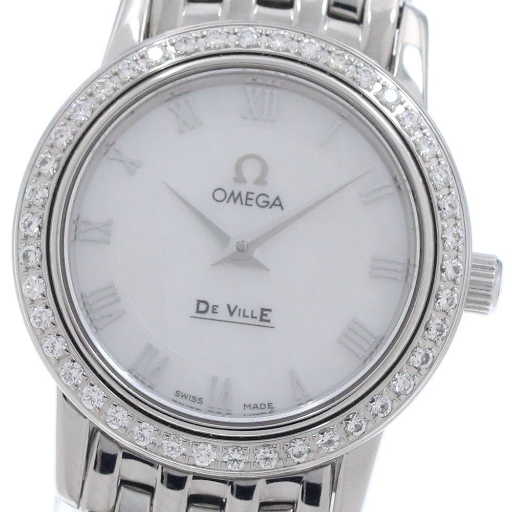 OMEGA De Ville Prestige 4575.71 Ladies Quartz Diamond Bezel Wristwatch: OMEGA De Ville Prestige 4575.71 Ladies Quartz Diamond Bezel Wristwatch Pre-owned Omega De Ville Prestige women's wristwatch with a diamond bezel and quartz movement. This watch features a white mother