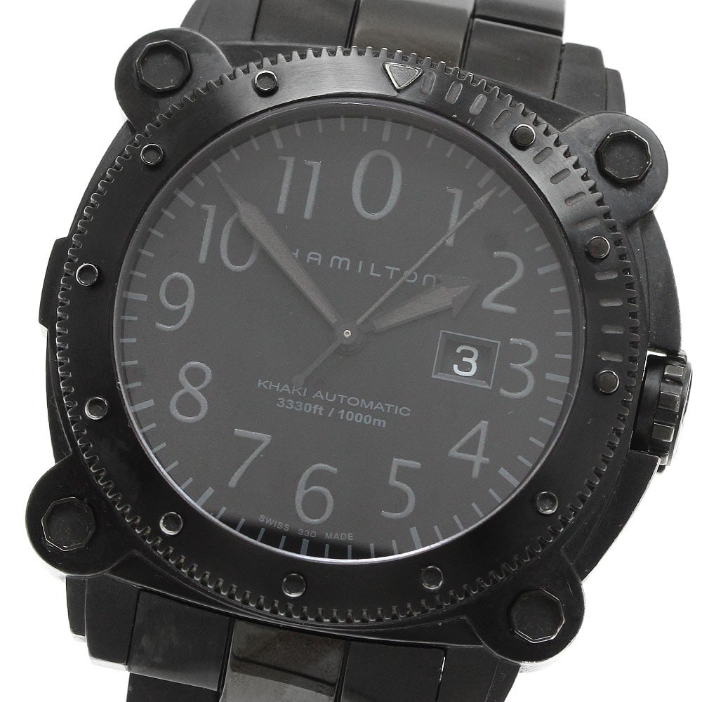Hamilton Khaki Below Zero Automatic Date Men's Wristwatch H785850: Hamilton Khaki Below Zero Automatic Date Men's Wristwatch H785850 This is a pre-owned Hamilton Khaki Below Zero Date men's wristwatch, model H785850. The watch features a stainless steel case and brac