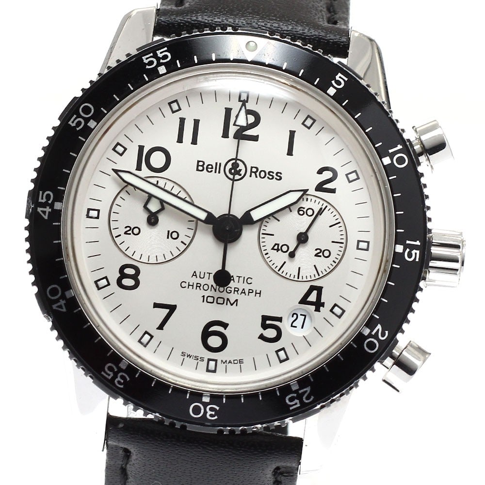 Bell and Ross Ref 520 mens automatic chronograph date watch: Bell and Ross Ref 520 mens automatic chronograph date watch Pre-owned Bell & Ross 520 automatic chronograph wristwatch for men with date and small seconds display. This Swiss-made watch features a sil