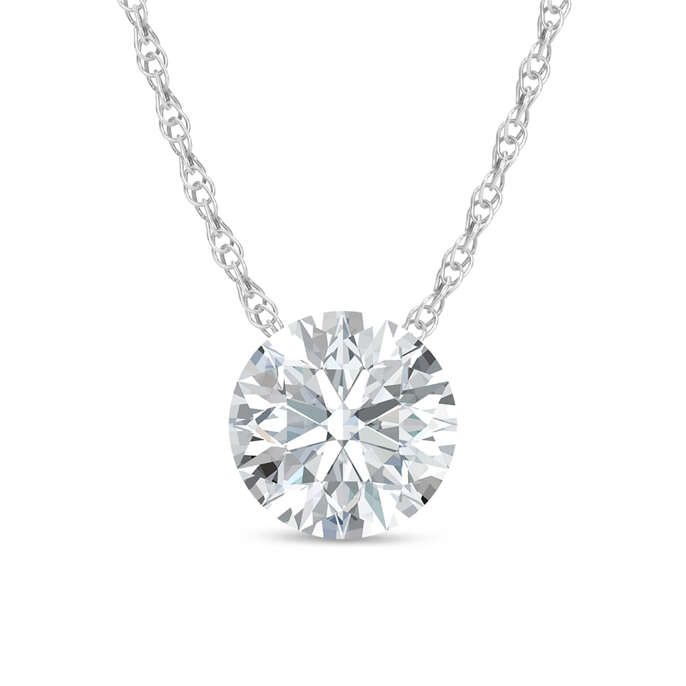 14K White Gold Lab Grown Diamond 2 Ct.Tw. Solitaire Slide Pendant: 14K White Gold Lab Grown Diamond 2 Ct.Tw. Solitaire Slide Pendant 14k White Gold Stone Color: D-f Stone Clarity: Vs Unless otherwise specified, pendants that include a chain are paired with our standa
