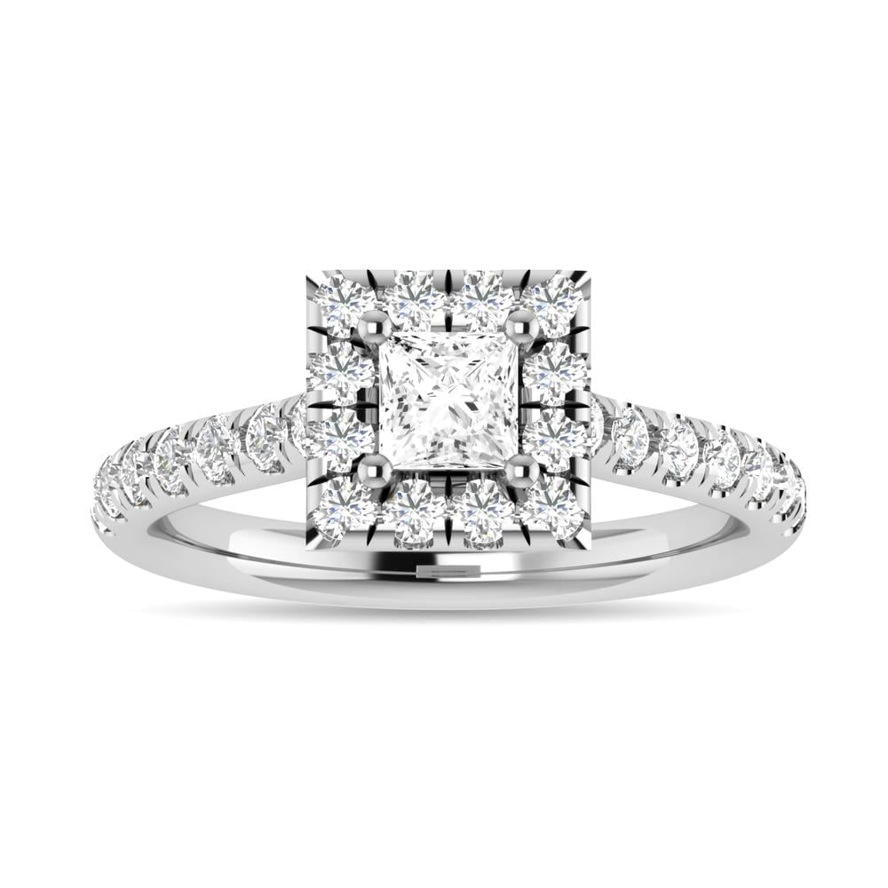 Diamond 1 Ct.Tw. Princess Shape Engagement Ring in 14K White Gold: Diamond 1 Ct.Tw. Princess Shape Engagement Ring in 14K White Gold 14k White Gold Stone Color: G-h Stone Clarity: I2 Each ring is presented in standard size 6.5. Complimentary resizing is available