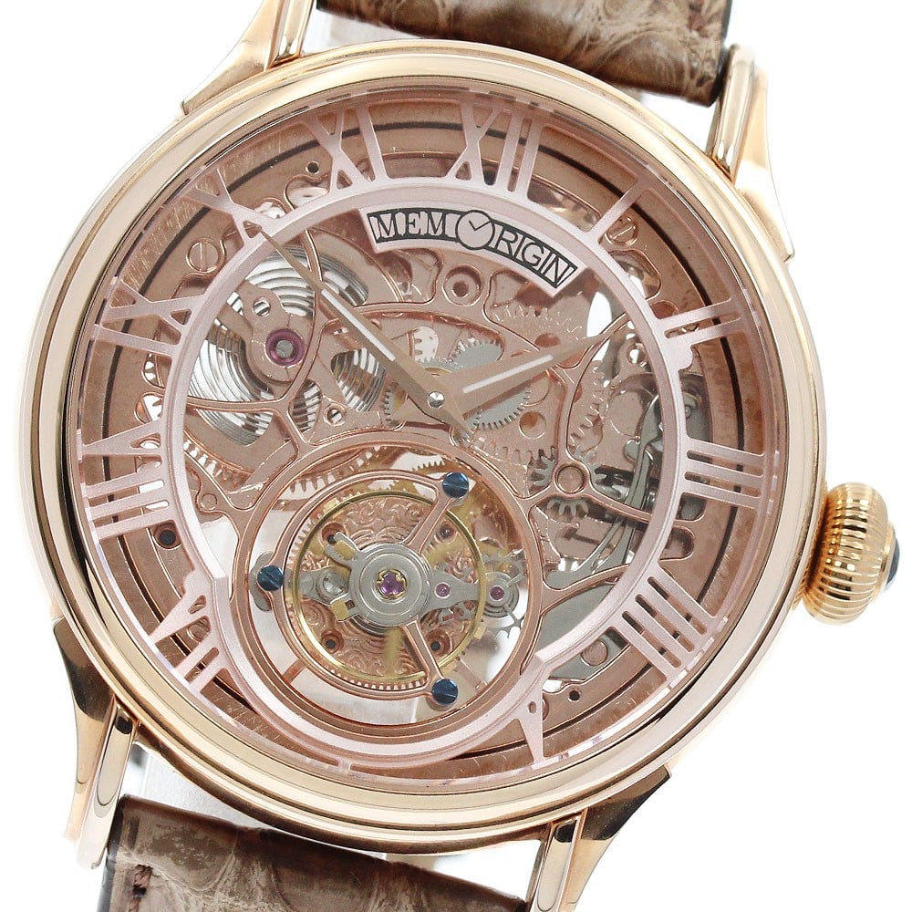 MEMORIGIN Auspicious Mens Hand Wound Tourbillon Wristwatch Ref 4894379050126: MEMORIGIN Auspicious Mens Hand Wound Tourbillon Wristwatch Ref 4894379050126 This is a pre-owned MEMORIGIN men's wristwatch from the Auspicious model line, featuring a manual-winding movement and a sk