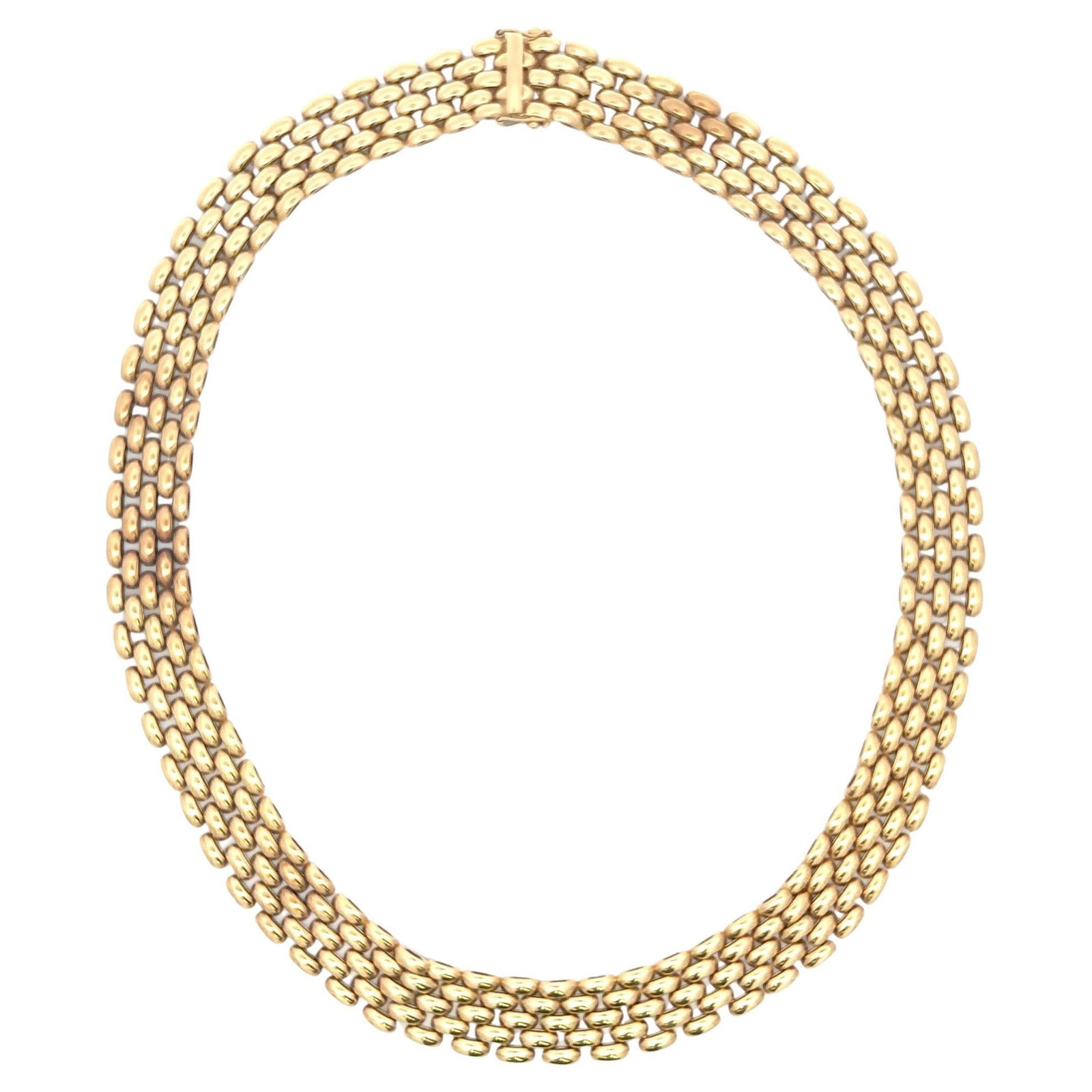 Harbor Diamonds Five Row Panthere Link Necklace 14K Yellow Gold 16.5in: Harbor Diamonds Five Row Panthere Link Necklace 14K Yellow Gold 16.5in This exquisite necklace showcases a stunning design with five rows of Panthere links crafted from 14 karat yellow gold. Weighing 