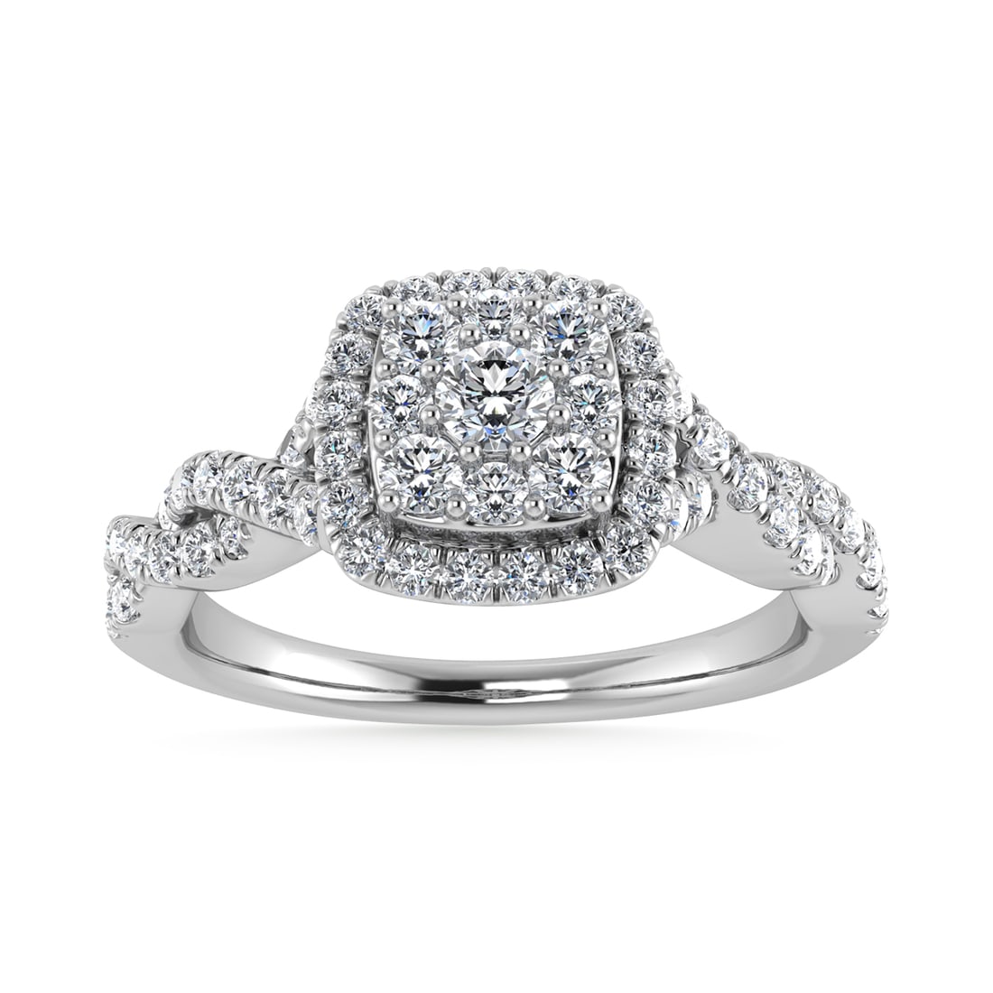 Diamond 1/2 Ct.Tw. Engagement Ring in 10K White Gold: Diamond 1/2 Ct.Tw. Engagement Ring in 10K White Gold 10k White Gold Stone Color: G-h Stone Clarity: I1 / I2 Each ring is presented in standard size 6.5. Complimentary resizing is available between siz