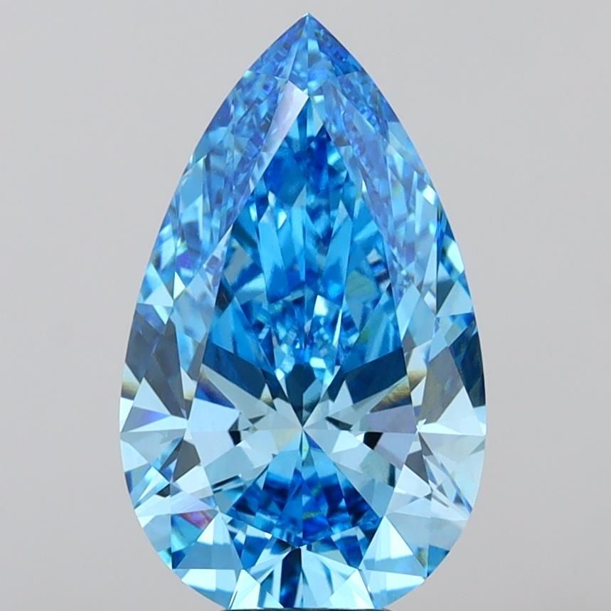Loose Diamond - PEAR 7.09ct Fancy Vivid Blue VVS2: Loose Diamond - PEAR 7.09ct Fancy Vivid Blue VVS2 Source: This is a real non-mined Diamond that has been grown in a lab Shape: PEAR Carats: 7.09 Color: Fancy Vivid Blue Certification: IGI Video: