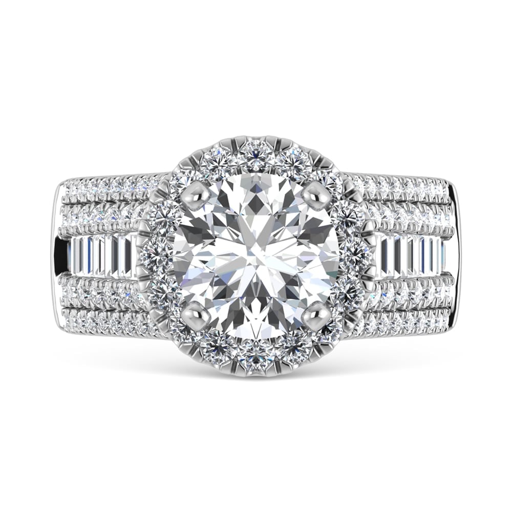14K White Gold Lab Grown Diamond 4 ct.tw. Engagement Ring (IGI Certfied Center 2ct): 14K White Gold Lab Grown Diamond 4 ct.tw. Engagement Ring (IGI Certfied Center 2ct) 14k White Gold Stone Color: D-f Stone Clarity: Vs Each ring is presented in standard size 6.5. Complimentary resizin