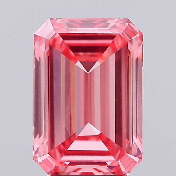 Loose Diamond - EMERALD 3.02ct Fancy Vivid Pink VS1: Loose Diamond - EMERALD 3.02ct Fancy Vivid Pink VS1 Source: This is a real non-mined Diamond that has been grown in a lab Shape: EMERALD Carats: 3.02 Color: Fancy Vivid Pink Certification: IGI Video:
