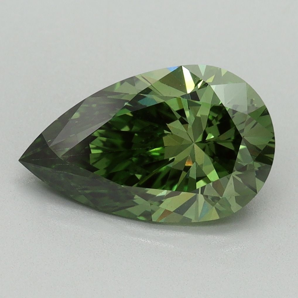 Loose Diamond - PEAR 2.19ct Fancy Vivid Green VS1: Loose Diamond - PEAR 2.19ct Fancy Vivid Green VS1 Source: This is a real non-mined Diamond that has been grown in a lab Shape: PEAR Carats: 2.19 Color: Fancy Vivid Green Certification: IGI Video: