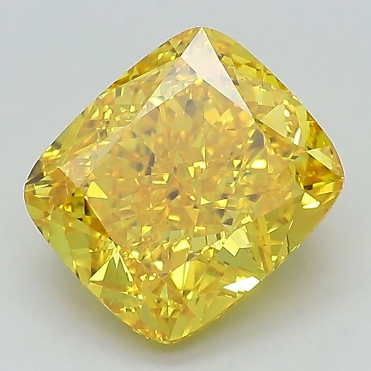 Loose Diamond - CUSHION BRILLIANT 2.59ct Fancy Vivid Yellow VS1: Loose Diamond - CUSHION BRILLIANT 2.59ct Fancy Vivid Yellow VS1 Source: This is a real non-mined Diamond that has been grown in a lab Shape: CUSHION BRILLIANT Carats: 2.59 Color: Fancy Vivid Yellow