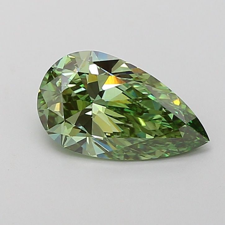 Loose Diamond - PEAR 1.48ct Fancy Vivid Green VVS2: Loose Diamond - PEAR 1.48ct Fancy Vivid Green VVS2 Source: This is a real non-mined Diamond that has been grown in a lab Shape: PEAR Carats: 1.48 Color: Fancy Vivid Green Certification: IGI Video: