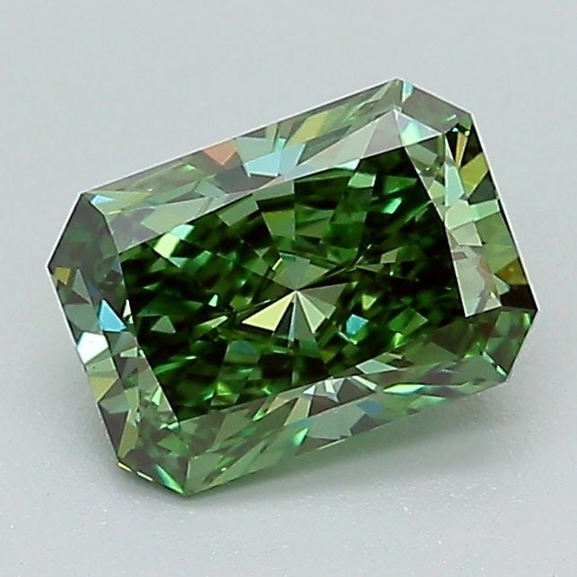 Loose Diamond - RADIANT 1.04ct Fancy Vivid Green VS1: Loose Diamond - RADIANT 1.04ct Fancy Vivid Green VS1 Source: This is a real non-mined Diamond that has been grown in a lab Shape: RADIANT Carats: 1.04 Color: Fancy Vivid Green Certification: IGI Video
