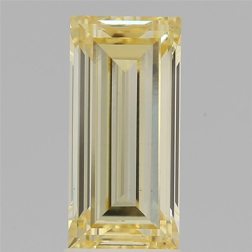 Loose Diamond - BAGUETTE 2.73ct Fancy Yellow VS1: Loose Diamond - BAGUETTE 2.73ct Fancy Yellow VS1 Source: This is a real non-mined Diamond that has been grown in a lab Shape: BAGUETTE Carats: 2.73 Color: Fancy Yellow Certification: IGI Video: