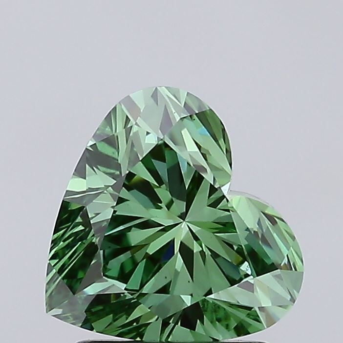 Loose Diamond - HEART 1.52ct Fancy Vivid Green VS2: Loose Diamond - HEART 1.52ct Fancy Vivid Green VS2 Source: This is a real non-mined Diamond that has been grown in a lab Shape: HEART Carats: 1.52 Color: Fancy Vivid Green Certification: IGI Video: