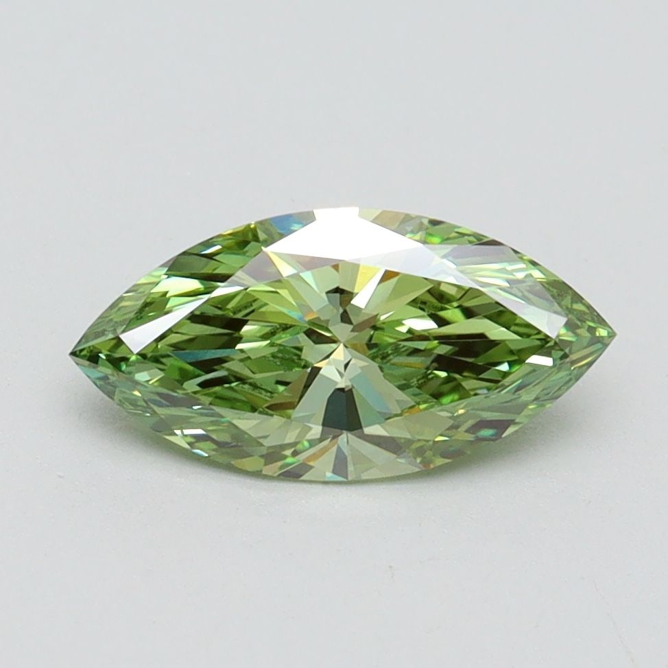 Loose Diamond - MARQUISE 1.08ct Fancy Vivid Green VVS2: Loose Diamond - MARQUISE 1.08ct Fancy Vivid Green VVS2 Source: This is a real non-mined Diamond that has been grown in a lab Shape: MARQUISE Carats: 1.08 Color: Fancy Vivid Green Certification: IGI Vi