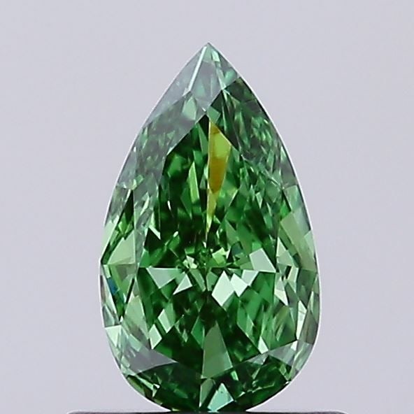 Loose Diamond - PEAR 0.57ct Fancy Vivid Green VVS2: Loose Diamond - PEAR 0.57ct Fancy Vivid Green VVS2 Source: This is a real non-mined Diamond that has been grown in a lab Shape: PEAR Carats: 0.57 Color: Fancy Vivid Green Certification: IGI Video: