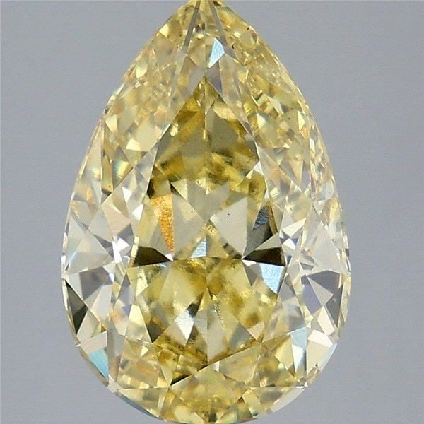 Loose Diamond - PEAR 5.06ct Fancy Intense Yellow VS2: Loose Diamond - PEAR 5.06ct Fancy Intense Yellow VS2 Source: This is a real non-mined Diamond that has been grown in a lab Shape: PEAR Carats: 5.06 Color: Fancy Intense Yellow Certification: IGI Video